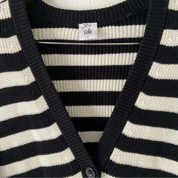 Cabi Whistle Striped Cardigan Knit 100% Cotton Short Sleeve Button Front Small - Picture 5 of 10